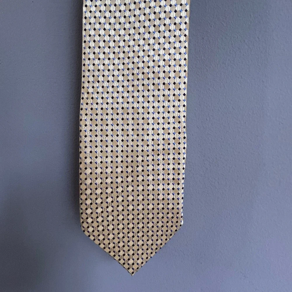 Alexander Julian American Modern Gold Geometric Silk Tie Mens Classic Formal